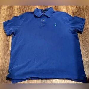 Polo Ralph Lauren Shirt Men XL Blue Short Sleeve Cotton Polo With Pony
